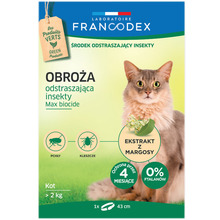 FRANCODEX - obroża odstraszająca insekty dla kotów, 43 cm