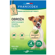 FRANCODEX - obroża odstraszająca insekty dla psów małych ras (do 10 kg), 35 cm