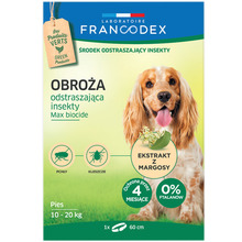FRANCODEX - obroża odstraszająca insekty dla psów ras średniej wielkości (od 10 do 20 kg), 60 cm