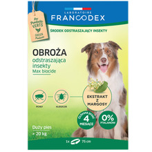 FRANCODEX - obroża odstraszająca insekty dla psów ras dużych (powyżej 20 kg), 75 cm