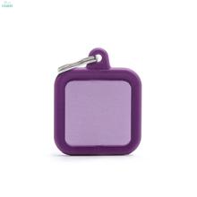 MY FAMILY HUSHTAG ALU COLLECTION Square Purple - aluminiowo-gumowa adresówka dla psa