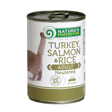 NATURE'S PROTECTION Turkey, Salmon&Rice Neutered mokra karma dla kota puszka 400g