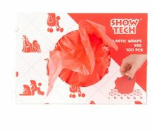 Show Tech Plastic Wraps - foliowe papiloty, 15 cm x 30 cm, 100 sztuk, kolor czerwony