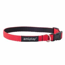 Amiplay - obroża regulowana, seria Twist, kolor czerwony
