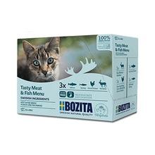 Bozita Multibox MEAT&FISH MENU - Pakiet 12 SASZETEK: MIĘSNE I RYBNE KAWAŁKI W SOSIE
