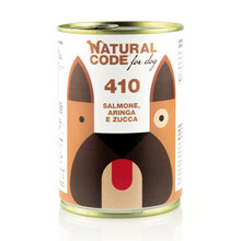 Natural Code 410 Łosoś, śledź i dynia - Mokra karma dla psa, puszka 400g
