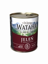 WATAHA Superfood 86% Jeleń z ziemniakami mokra karma dla psa, puszka 410g i 850g