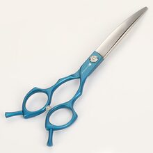 Groomstar - profesjonalne nożyczki mocno gięte, do główek w stylu azjatyckim, 6.5", kolor niebieski