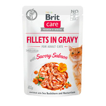 Brit Care Cat Pouch, Filety z łososia w sosie - mokra karma dla kota, saszetka 85g