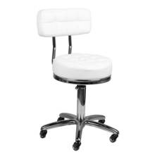 Activeshop - taboret groomerski, model AM-877, z oparciem, biały