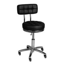 Activeshop - taboret groomerski, model AM-877, z oparciem, czarny