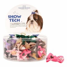 Show Tech Argyle Bows - kokardki na gumce dla psów, z serduszkami, 50 szt.