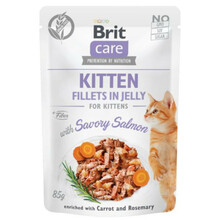 Brit Care Cat Pouch kitten, Filety z łososia w galaretce - mokra karma dla kota, saszetka 85g