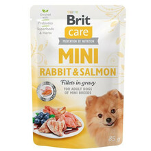 BRIT CARE MINI POUCH RABBIT & SALMON - Mokra karma dla psów ras małych, saszetka 85g