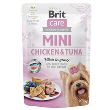 BRIT CARE MINI POUCH CHICKEN&TUNA - Mokra karma dla psów ras małych, saszetka 85g