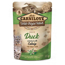 CARNILOVE CAT POUCH DUCK & CATNIP - Mokra karma dla kota, saszetka 85g