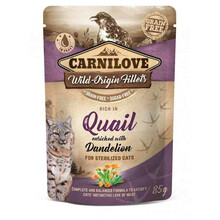 CARNILOVE CAT POUCH QUAIL & DENDELION STERILIZED - Mokra karma dla kota, saszetka 85g