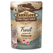 CARNILOVE CAT POUCH  TROUT & ECHINACEA - Mokra karma dla kota, saszetka 85g