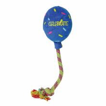 KONG Occasions Birthday Balloon - Pluszak ze sznurem, balon urodzinowy, niebieski