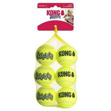 KONG® SqueakAir® Tennis Ball M - piłka tenisowa z piszczałką, aport dla psa, 6 sztuk piłek o średnicy 6cm