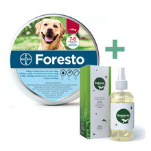 Foresto obroża przeciw pchłom i kleszczom dla psów powyżej 8kg wagi ciała + Pokusa Bug Spray - Natutalny olejek na kleszcze 150ml