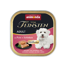 ANIMONDA Vom Feinsten Adult Indyk + Szynka - karma dla dorosłego psa, szalka 150g