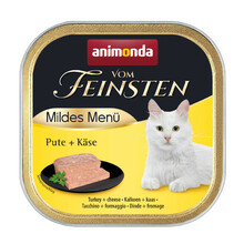ANIMONDA Vom Feinsten Mildes Menu INDYK + SER - Pełnowartościowy posiłek dla dorosłych kotów, 100g