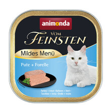 ANIMONDA Vom Feinsten Mildes Menu INDYK + PSTRĄG - Pełnowartościowy posiłek dla dorosłych kotów, 100g