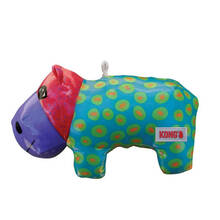 KONG® Shieldz Hippo M - pluszowa zabawka dla psa, hipopotam z piszczałką i grzechotką