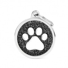 MY FAMILY SHINE Black Glitter White Paw - ADRESÓWKA DLA PSA