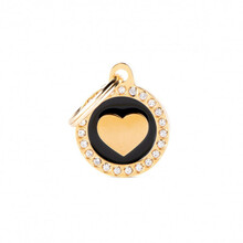 MY FAMILY Glam Heart Black Circle Strass - ADRESÓWKA DLA PSA