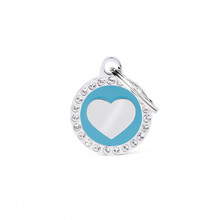 MY FAMILY Glam Heart Light Blue Circle Strass - ADRESÓWKA DLA PSA