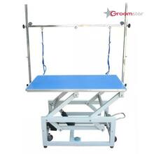 GroomStar Titan - stół z podnośnikiem elektrycznym, blat 125 cm x 65 cm, niebieski