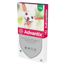 BAYER Advantix 0,4ml (do 4kg) - preparat w płynie przeciwko kleszczom i pchłom dla psów, 4 pipety