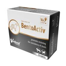 Vetfood BentoActiv - dla psów i kotów jako wsparcie w trakcie biegunek i niestrawności związanych z nieprawidłową absorpcją wody w jelitach, 30 tabletek