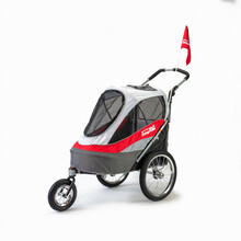 Innopet Sporty Dog Trailer DeLuxe - wózek z możliwością podpięcia do roweru, szary - czerwony