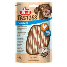 8in1 Tasties Twisters  - Skręcane Pałeczki z kurczakiem i dorszem, przysmak dla psa, 85g