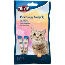 TRIXIE Creamy snack tuńczyk i białoryb - płynny przysmak dla kota, 5 x 14g