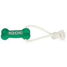 DINGO Sznur z kością HO HO HO - świąteczna zabawka dla psa, kolor zielony