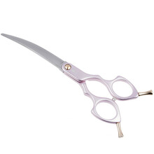 Jargem Asian Style Light Curved Scissors - bardzo lekkie, gięte nożyczki do strzyżenia w stylu koreańskim, 6.5" różowe