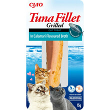 CHURU Grilled Tuna Fillet In Calamari Flavoured broth - Przysmak dla kota, filet z tuńczyka w bulionie o smaku kalmarów, 15g