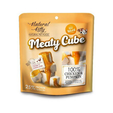 Natural Kitty Meaty Cube 100% Chicken with pumpkin - pyszne, soczyste przysmaki dla wszystkich psów i kotów, 100% kurczak i dynia, 60g