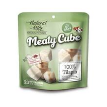 Natural Kitty Meaty Cube 100% Tilapia - pyszne, soczyste przysmaki dla wszystkich psów i kotów, 100% tilapia, 60g
