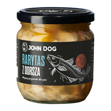 JOHN DOG Rarytas z dorsza w naturalnym wywarze z dodatkiem dyni i alg morskich - Karma mokra dla psa, 380g