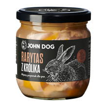 JOHN DOG Rarytas z królika w naturalnym wywarze z dodatkiem dyni i alg morskich - Karma mokra dla psa, 380g