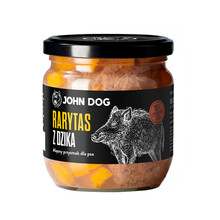 JOHN DOG Rarytas z dzika w naturalnym wywarze z dodatkiem dyni i alg morskich - Karma mokra dla psa, 380g