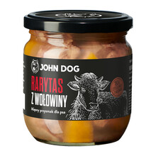 JOHN DOG Rarytas z wołowiny w naturalnym wywarze z dodatkiem dyni i alg morskich - Karma mokra dla psa, 380g