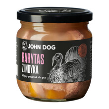 JOHN DOG Rarytas z indyka w naturalnym wywarze z dodatkiem dyni i alg morskich - Karma mokra dla psa, 380g