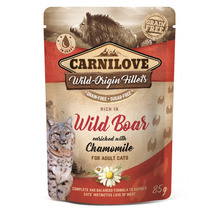 CARNILOVE CAT POUCH WILD BOAR&CHAMOMILE - Mokra karma dla kota, saszetka 85g