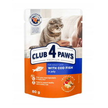 CLUB 4 PAWS Premium Dorsz w galarecie - mokra karma dla kota, saszetka 80g